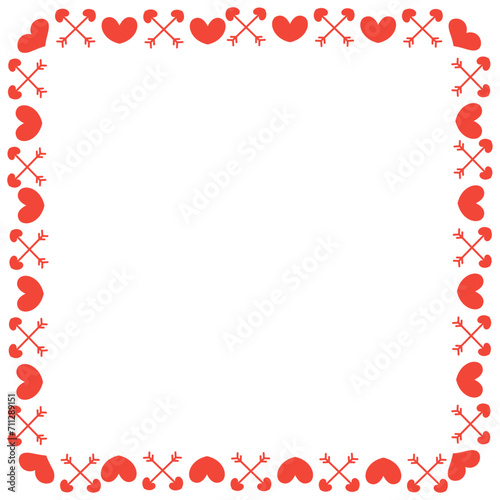 Vector hand drawn hearts border and frame design