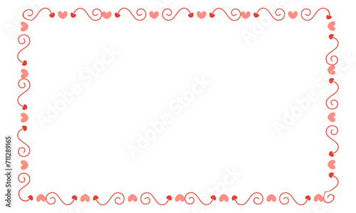 Vector hand drawn hearts border and frame design