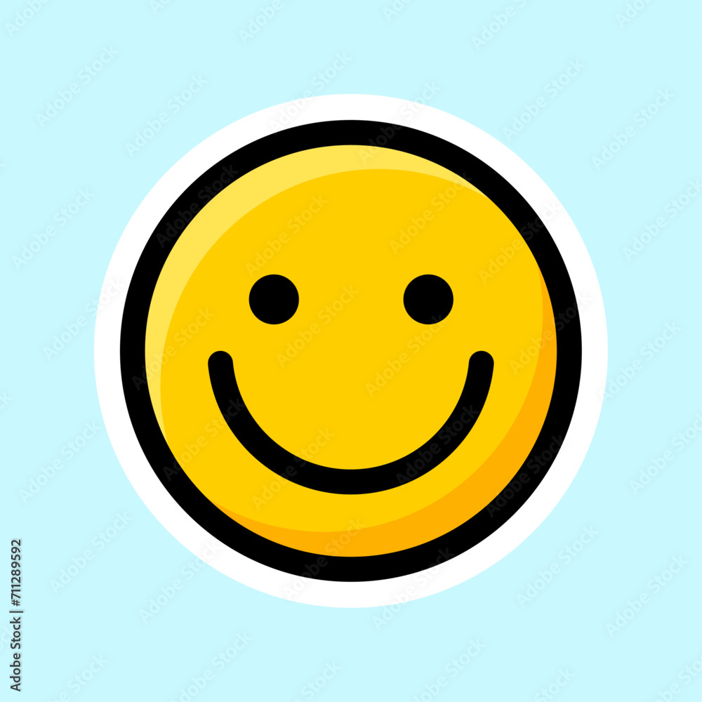 Yellow emoji icon with black outline vector illustration