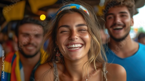 Exuberant Soccer Fans Celebrating at Public Viewing Event