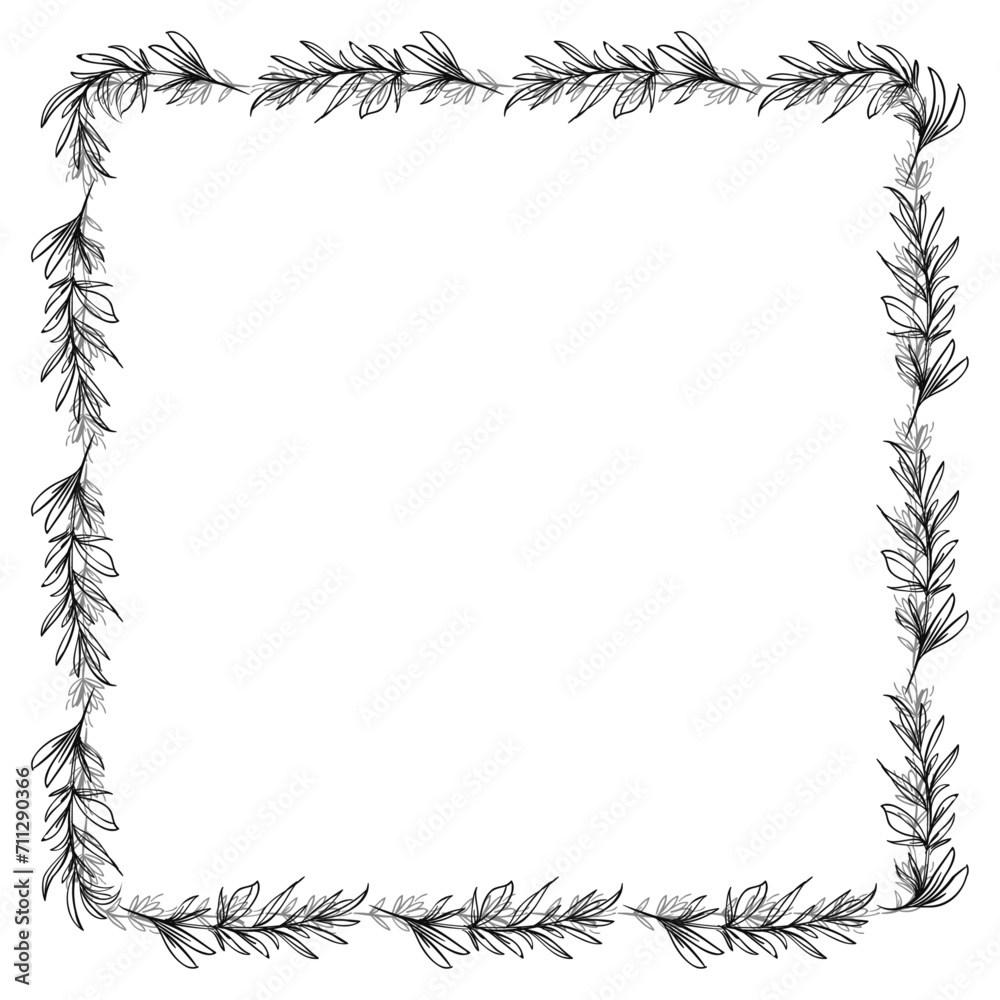 Vector drawn floral frame on white background Vector drawn floral frame on white background