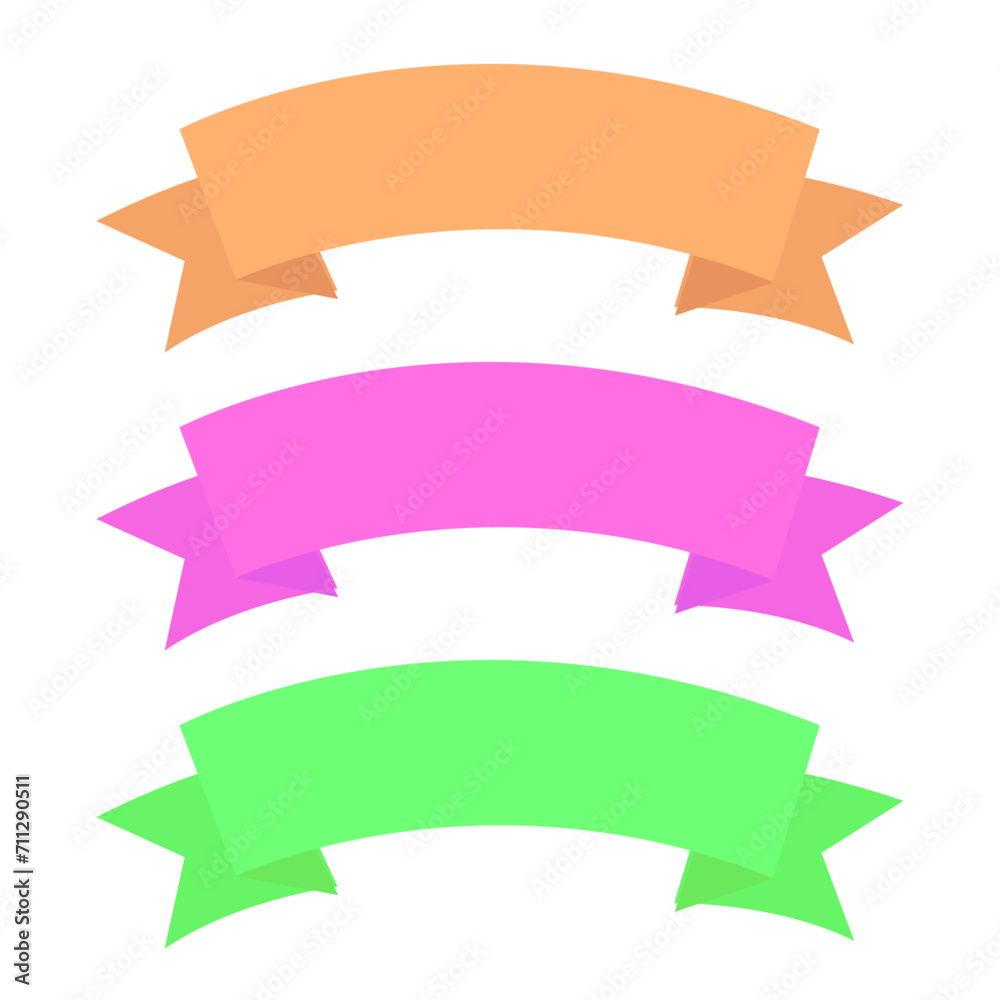 Vector soft colors ribbons set on white background