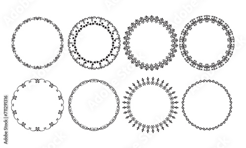 Vector collection of round vintage frames
