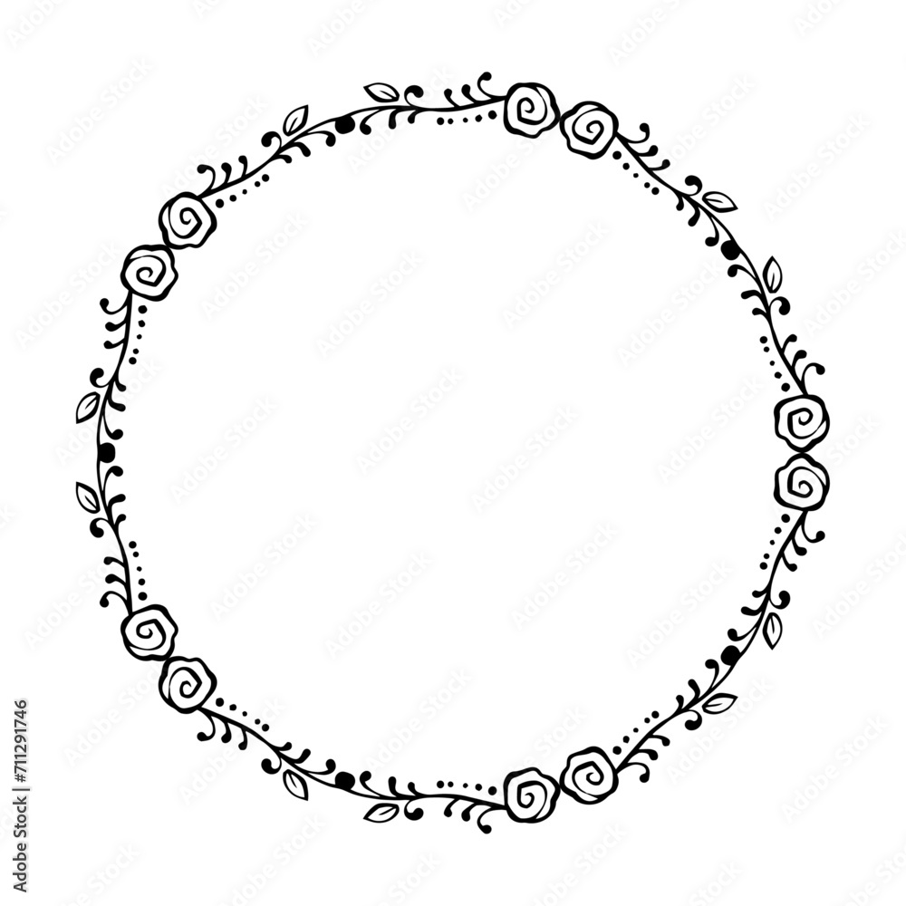 Vector decorative floral round element on white background Vector decorative floral round element on white background