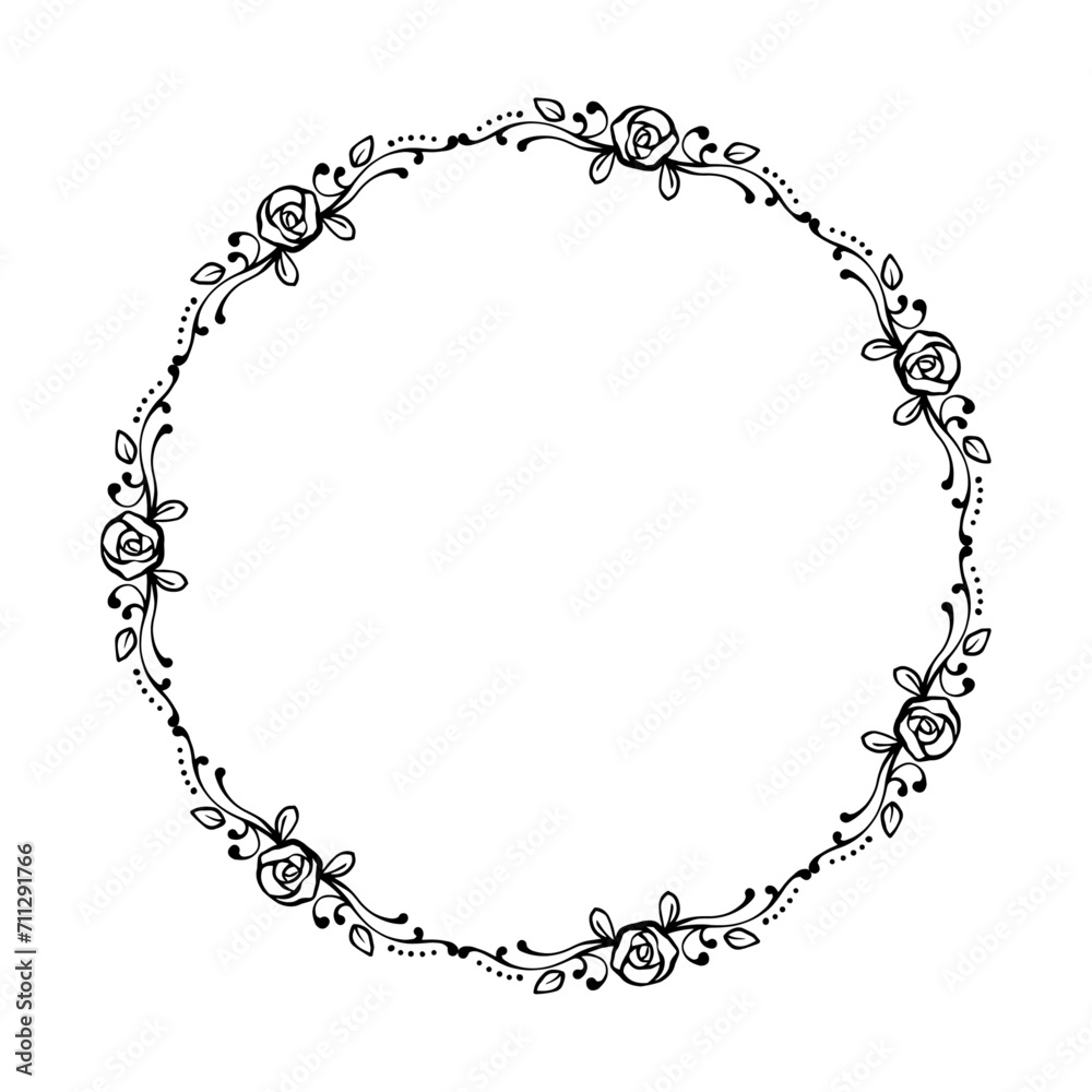 Vector decorative floral round element on white background Vector decorative floral round element on white background