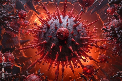 A microscopic view of virus cells that infects the human body and causes chronic diseases. A new type of virus photo