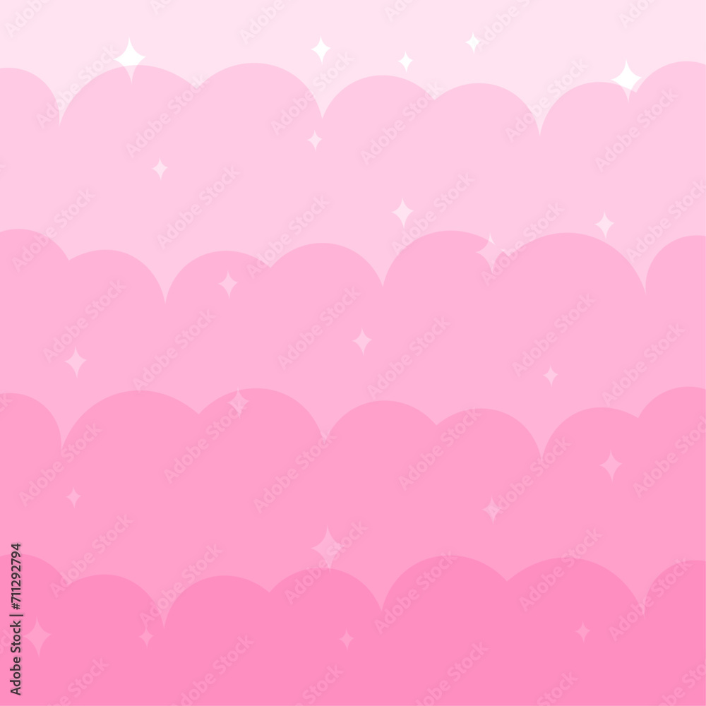 Vector cute pink clouds background with star elements