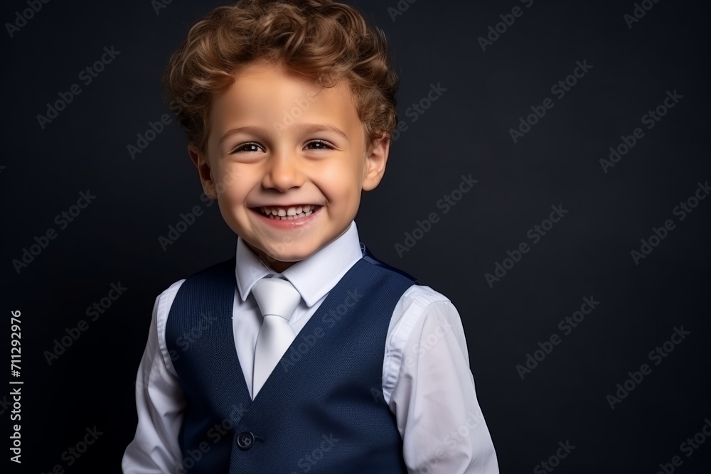 Portrait of a cute little boy in a suit on a dark background Portrait of a cute little boy in a suit on a dark background