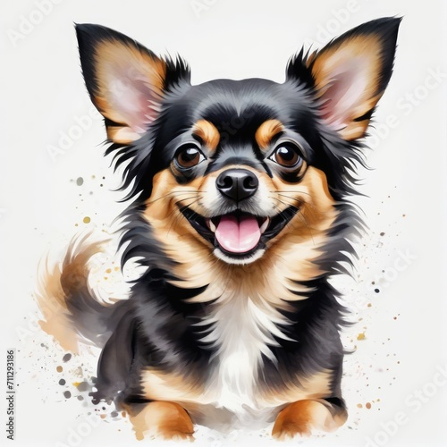 Watercolor black and tan chihuahua dog © QuoDesign