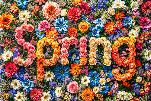 Vibrant Floral Display Spelling Spring for Special Occasions