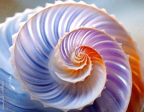 Spiral Swirls: Nature's Symmetrical Geometric Perfection in Nautilus Shell.