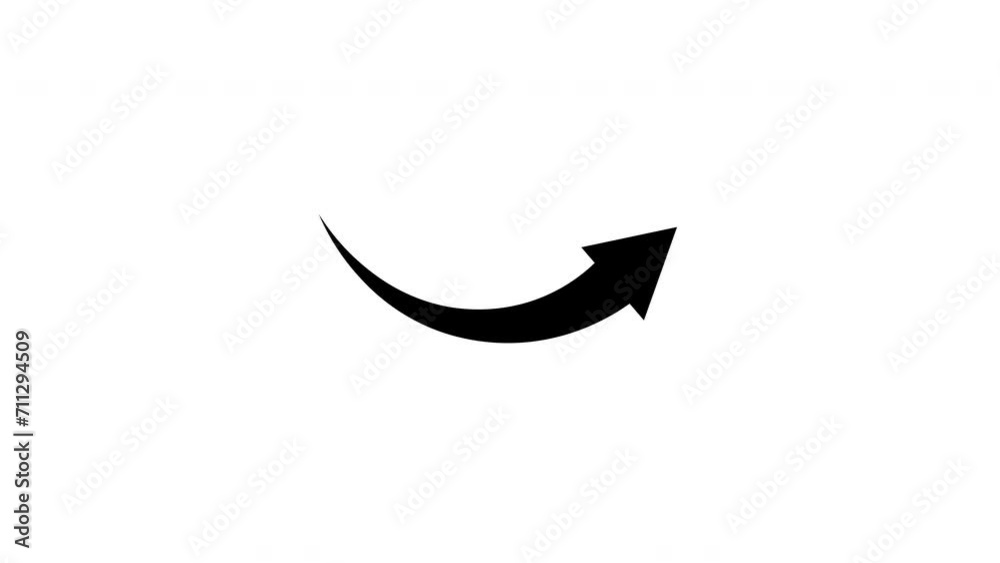 Directional arrow animation. Reveal downwards from left to right. Isolated on a white background. Alpha channel. Directional arrow animation. Reveal downwards from left to right. Isolated on a white background. Alpha channel.