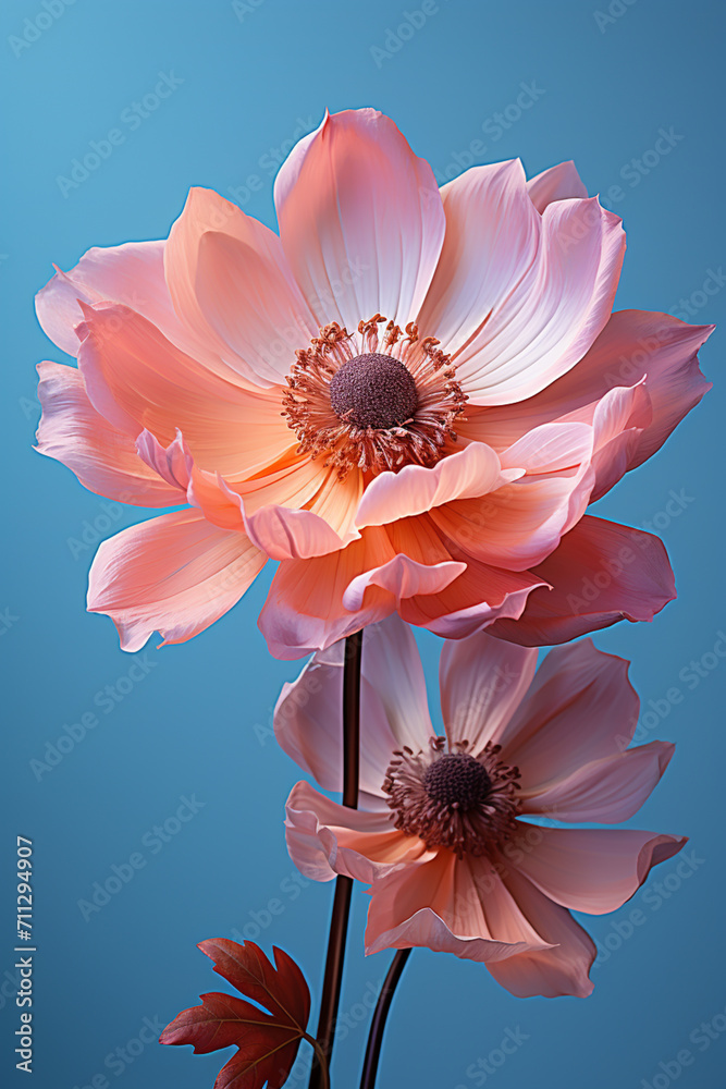 A minimalist 3D anemone, with pastel petals and a contrasting center. A minimalist 3D anemone, with pastel petals and a contrasting center.