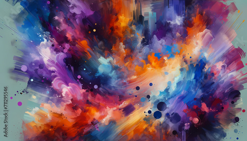 Pinceladas de Colores en Pintura Abstracta y Cuadro con Texturas Dinámicas y Vibrantes, y Colores Vivos - Arte Contemporáneo Lleno de Energía, Explosión y Movimiento