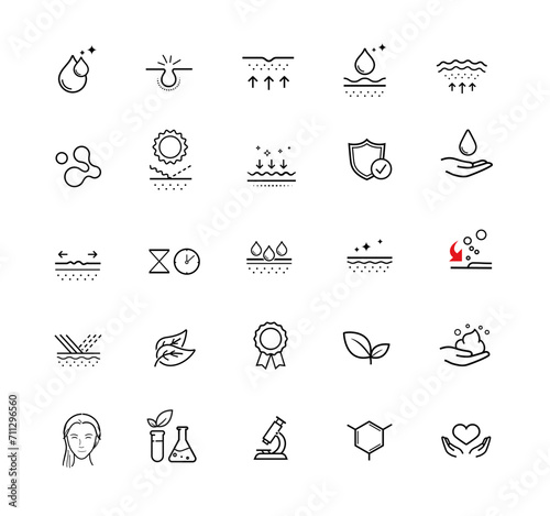 Set of icons for cosmetic design. The outline icons are well scalable and editable. Contrasting elements are good for different backgrounds. EPS10.