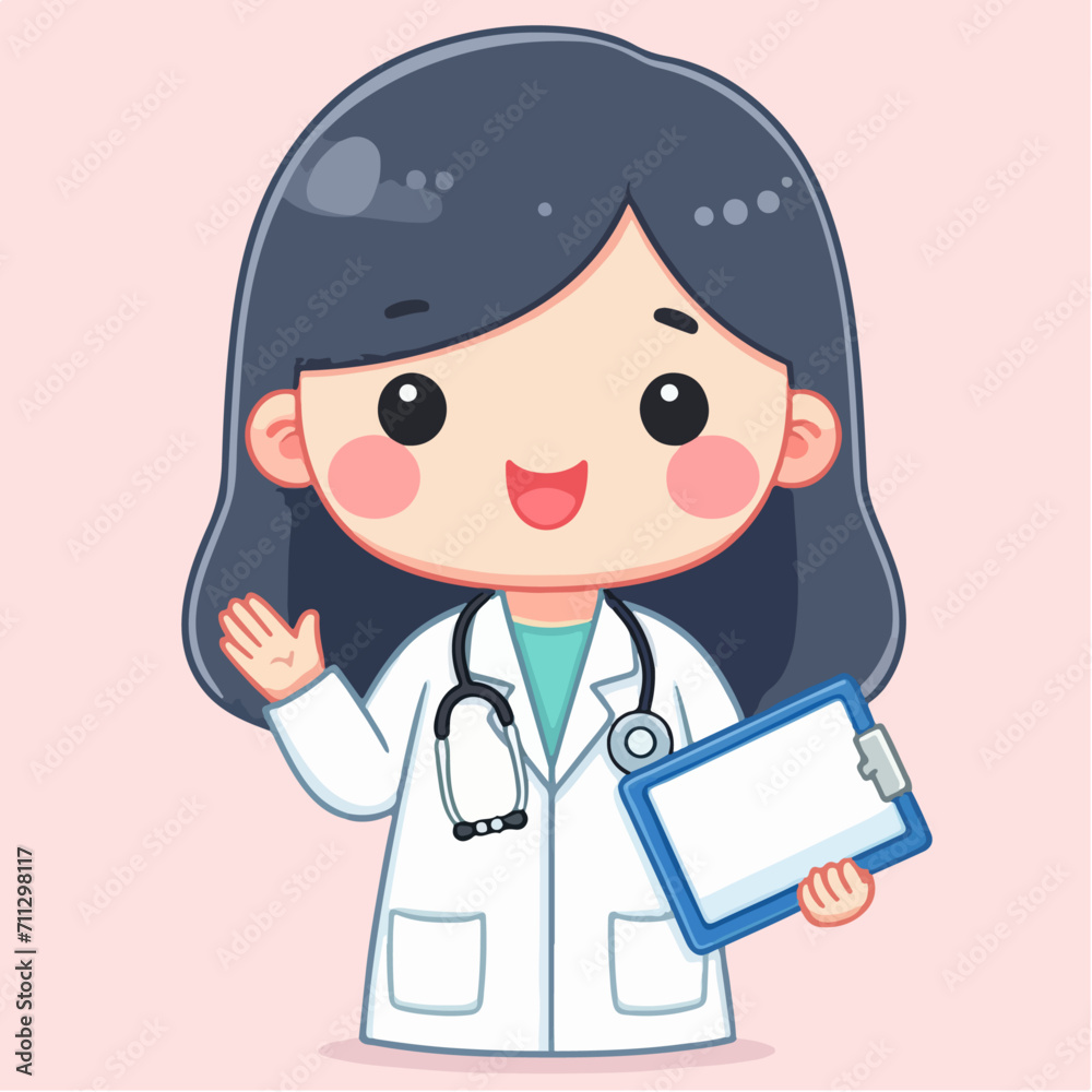 vector flat doctor with stethoscope