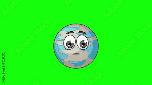 planet character with a raised eyebrow, skeptic's face