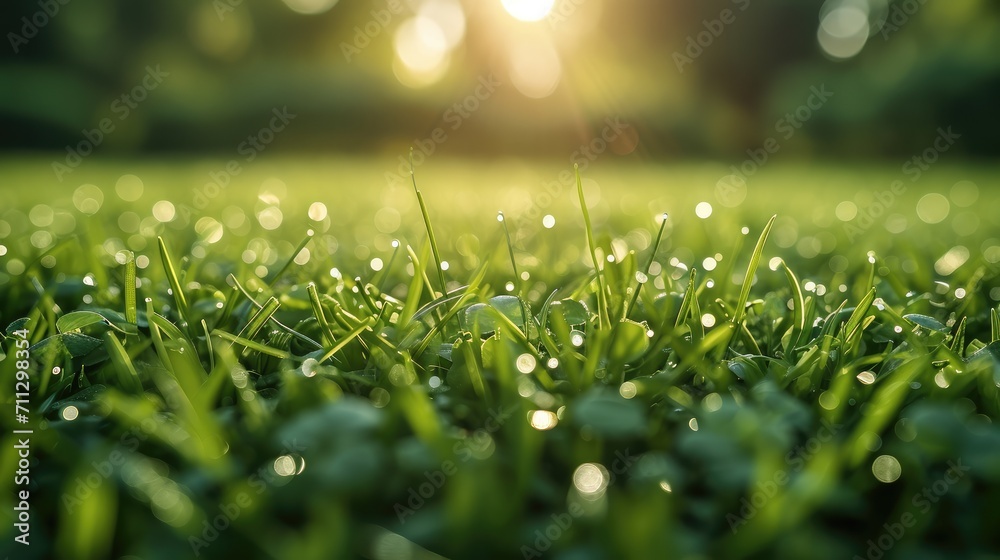 Green grass on a blurred background. Generative AI.