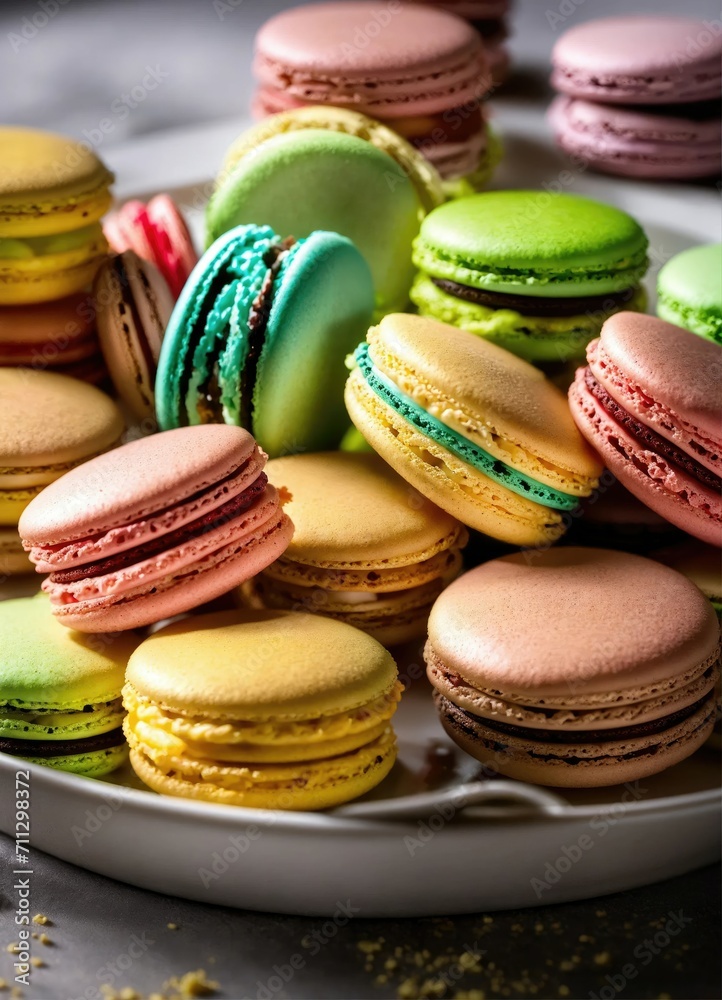Colorful macarons on a plate