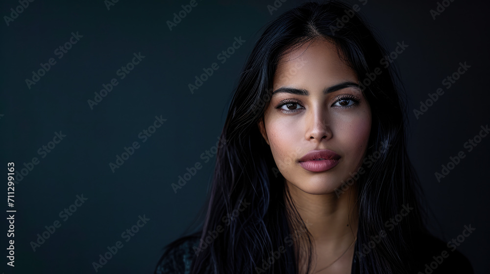 Portrait of a young woman with an intense look