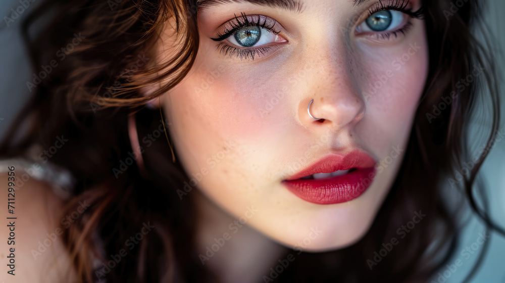 Portrait of a young woman with an intense look Portrait of a young woman with an intense look