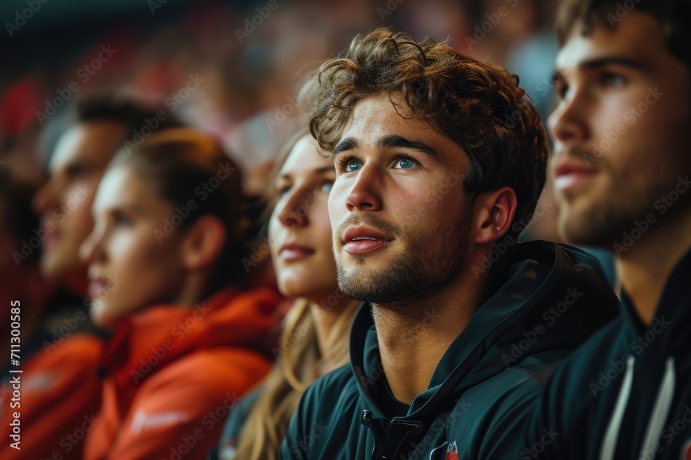 Emotional spectators in the stands during a boxing match. Generative AI. Emotional spectators in the stands during a boxing match. Generative AI.