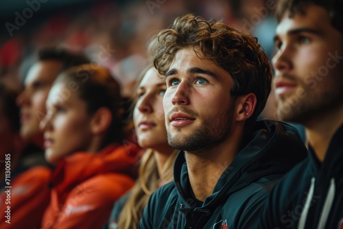 Emotional spectators in the stands during a boxing match. Generative AI.