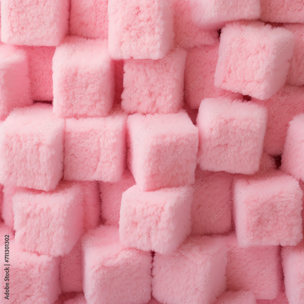 Pink foam texture cubes background close up, soft material for interior design Pink foam texture cubes background close up, soft material for interior design