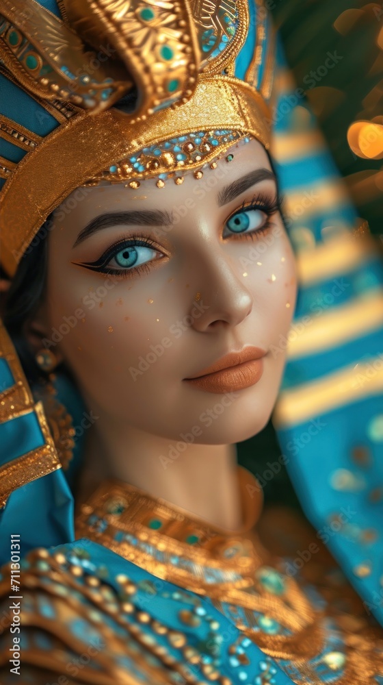 Woman in the Goddess Ancient Egypt Empire Beauty Style - Beautiful Goddess Girl Background created with Generative AI Technology