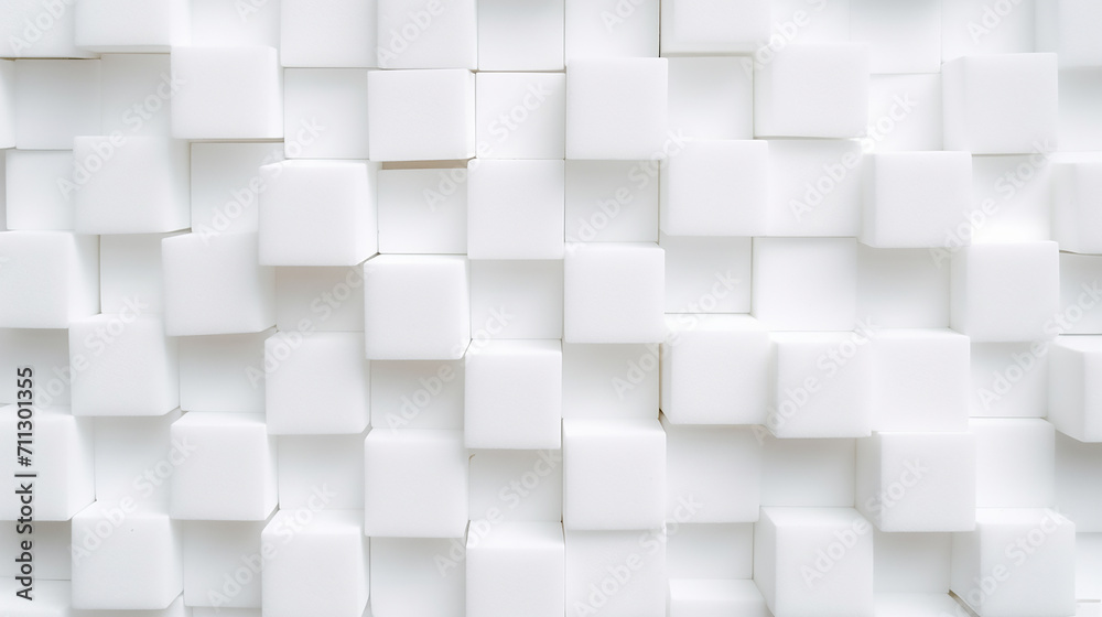 White foam texture cubes background close up, soft material for interior design White foam texture cubes background close up, soft material for interior design