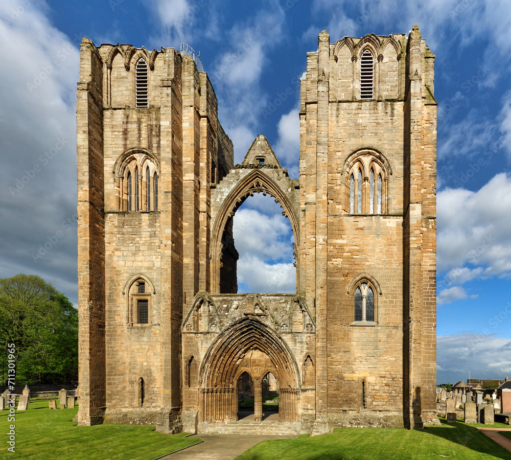 Elgin Cathedral above River Lossie / The medieval ruin of Elgin Cathedral was built on the banks of the River Lossie in the thirteenth century
