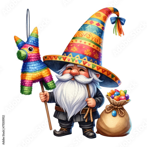 Cinco De Mayo Gnomes, Mexican Watercolor Fiesta Maxican Gnomes Clipart