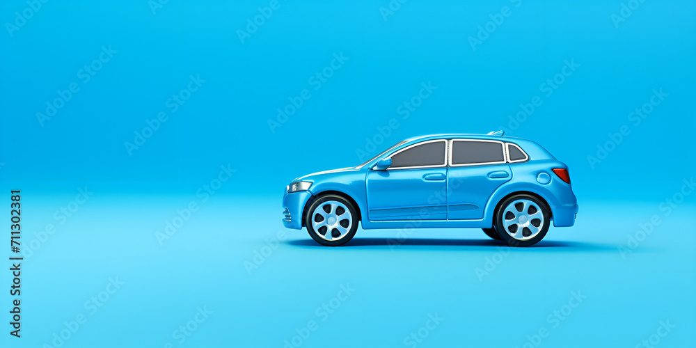 A Blue toy car on blue background A Blue Toy Car Gracefully Positioned on a Soothing Blue Surface 