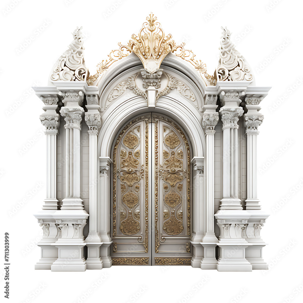Elegant beautiful church door on transparent background PNG interior design concept