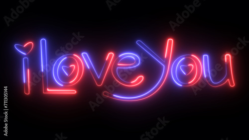 Beautiful bright glowing neon text "I love you". Shining illuminated stylish colorful bright lettering Love in Neon. It can be used for a romantic, wedding Valentine's day greetings