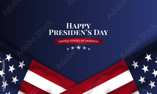 president's day background design for banners, posters, and greeting cards with waving american flag