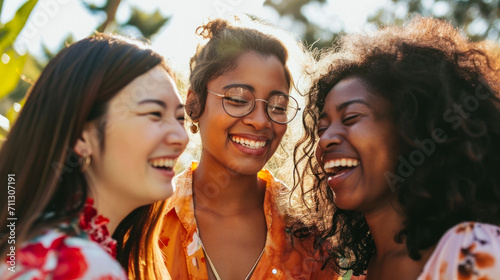 Joyful Multicultural Friends Laughing Together Outdoors