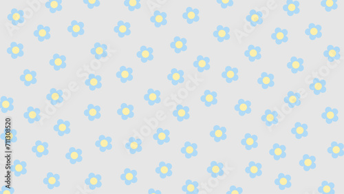 Grey seamless background with blue flowers