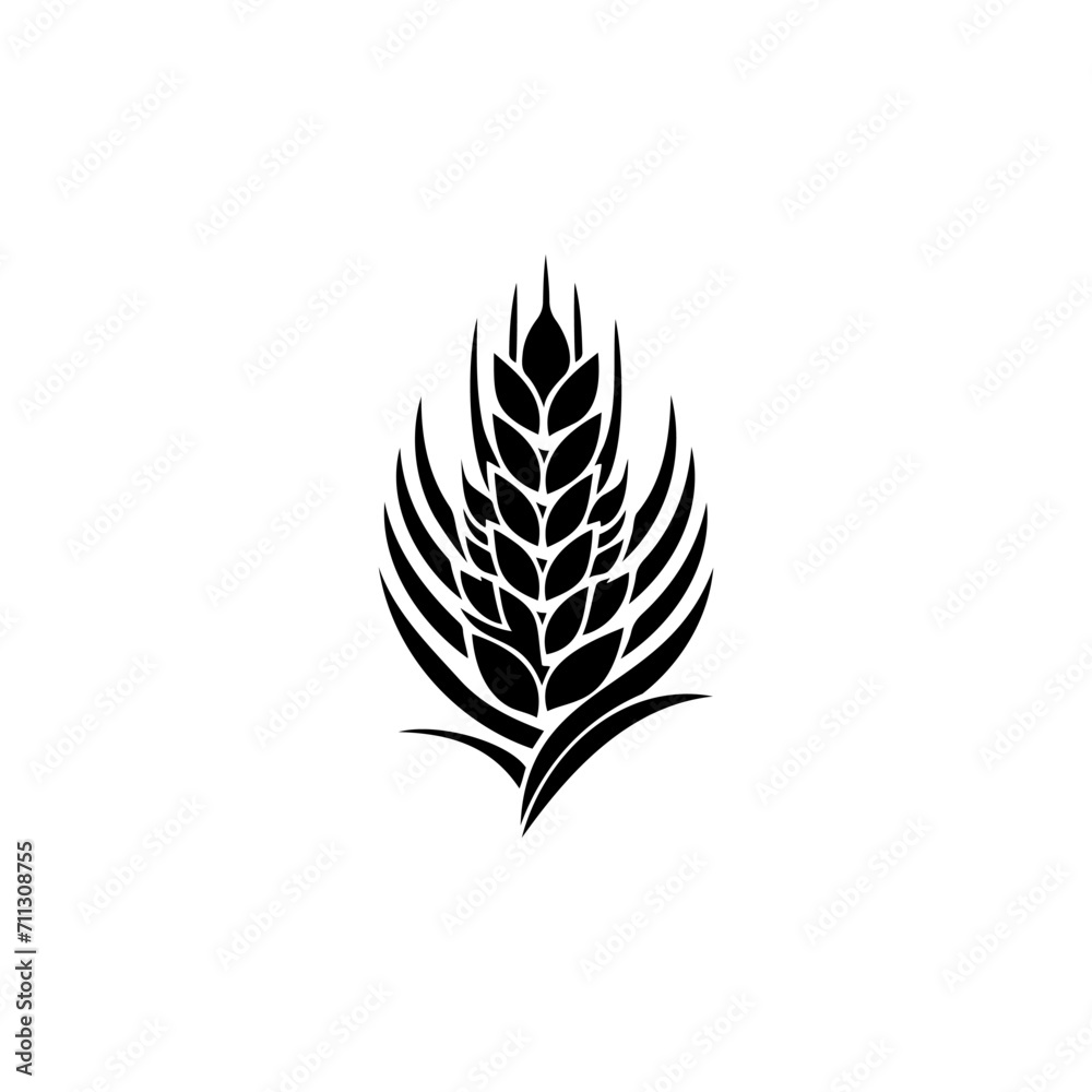 Wheat icon, black silhouette