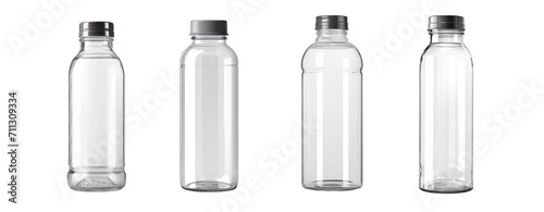 empty water bottle set ,Design template of packaging mockup for graphics. Front. ,isolated on a transparent background, PNG, cutout, or clipping path. 