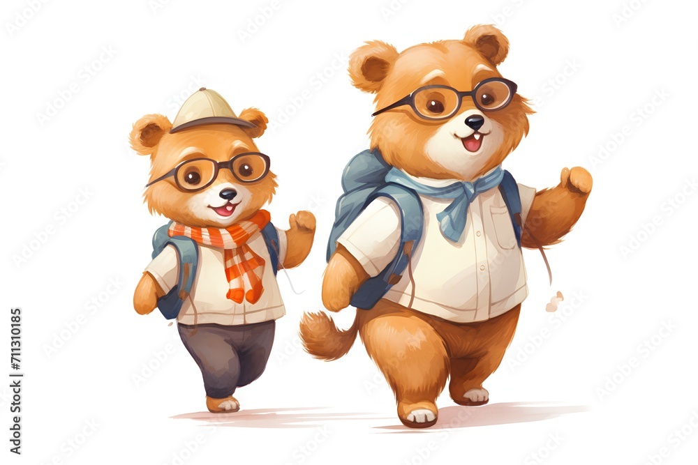Cute cartoon bear with backpack. Vector illustration isolated on white background. Cute cartoon bear with backpack. Vector illustration isolated on white background.