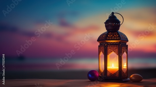 lantern on the beach view