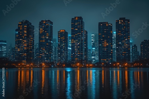 a city lit up at night professional photography