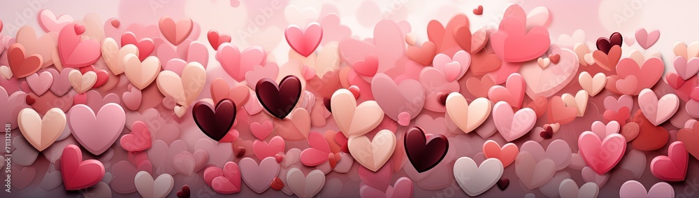 Valentine day pink heart background. Created with Ai