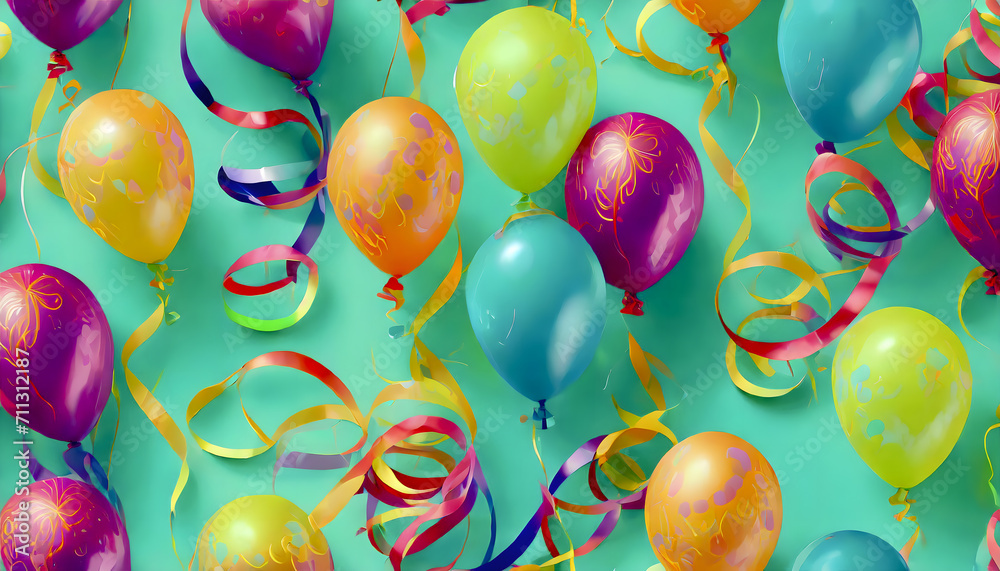 luftballons, hintergrund, türkis, viele, konfetti, textur, pattern, karneval, party, geburtstag, feier, copy space, entwerfen, gestalten, neu, bunt,  - obrazy, fototapety, plakaty 