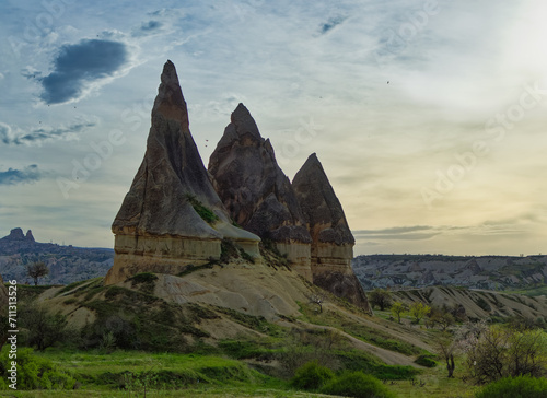 Obraz na płótnie Typical Cappadocia landscape soft volcanic rock, shaped by erosion in Goreme, Turkey. w salonie