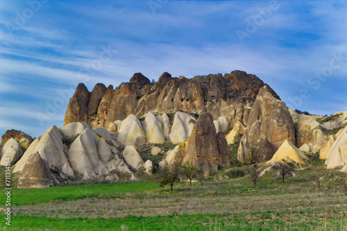 Obraz na płótnie Typical Cappadocia landscape soft volcanic rock, shaped by erosion in Goreme, Turkey. w salonie