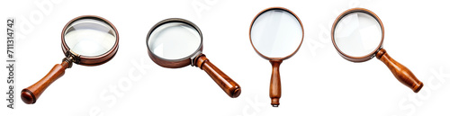 set of Realistic old Magnifying glass. PNG, cutout, or clipping path.	
 photo