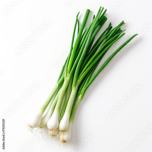 scallion green onions or spring onions isolated on white background.