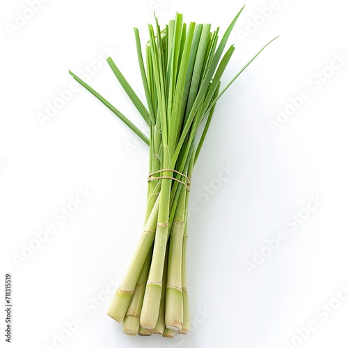 Fresh lemongrass on white background.